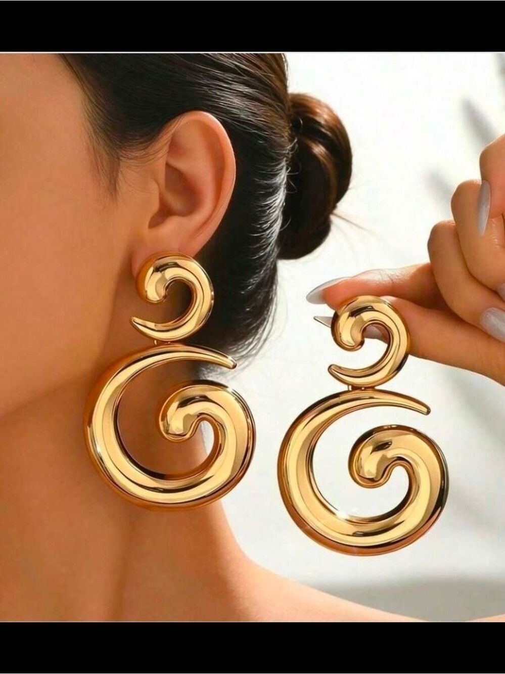 Gold Swirl Statement Earrings Women Jewelry